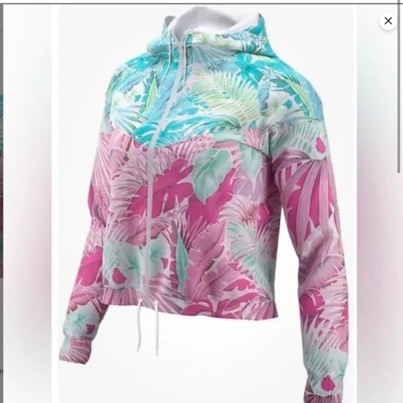 Nike CT6073-496 Women's Sportswear Windrunner Cropped Jacket Floral Large - Picture 8 of 9